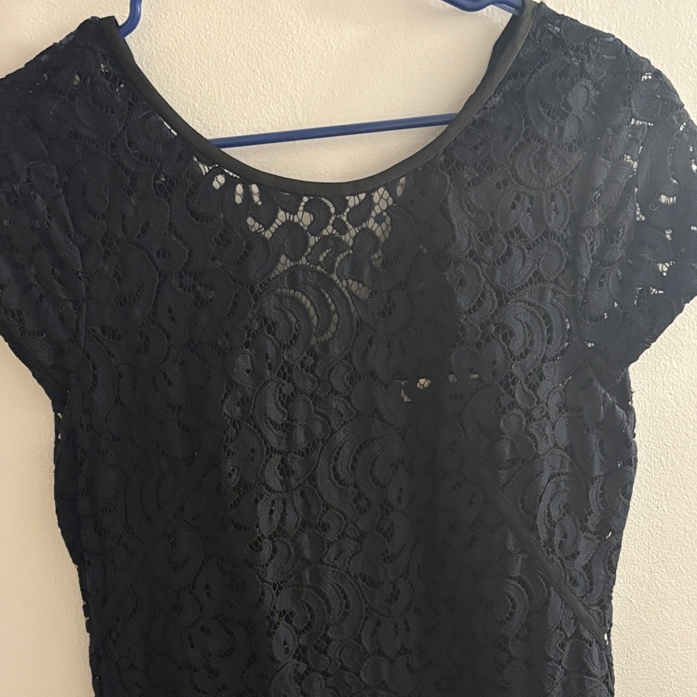 LOFT Navy and Black Lace Dress